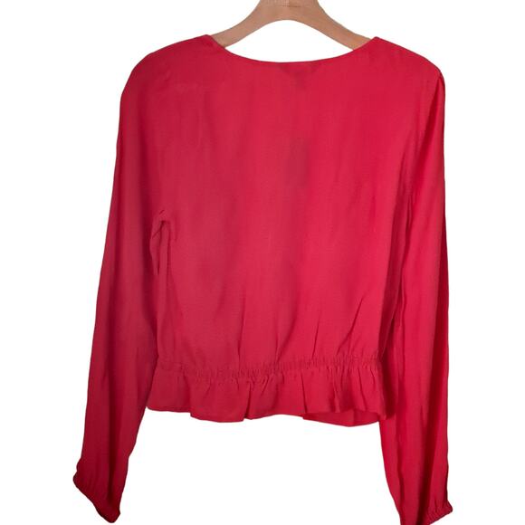 NWT Express Sweetheart Shirred Keyhole Red Peplum Top Small - Picture 8 of 10